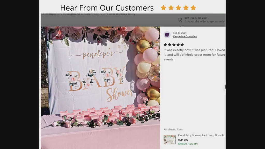 Baby Shower Decoration Girl, Floral Baby Shower Backdrop, Girl Baby Shower Decoration, Welcome Baby Backdrop, It's a girl banner 01BAS75