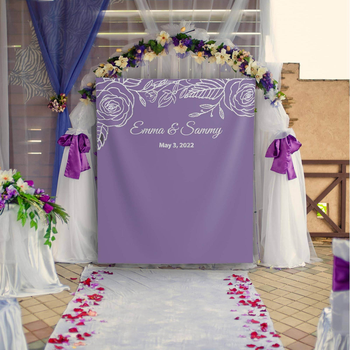 Purple and Silver Wedding Backdrop - iJay Backdrops