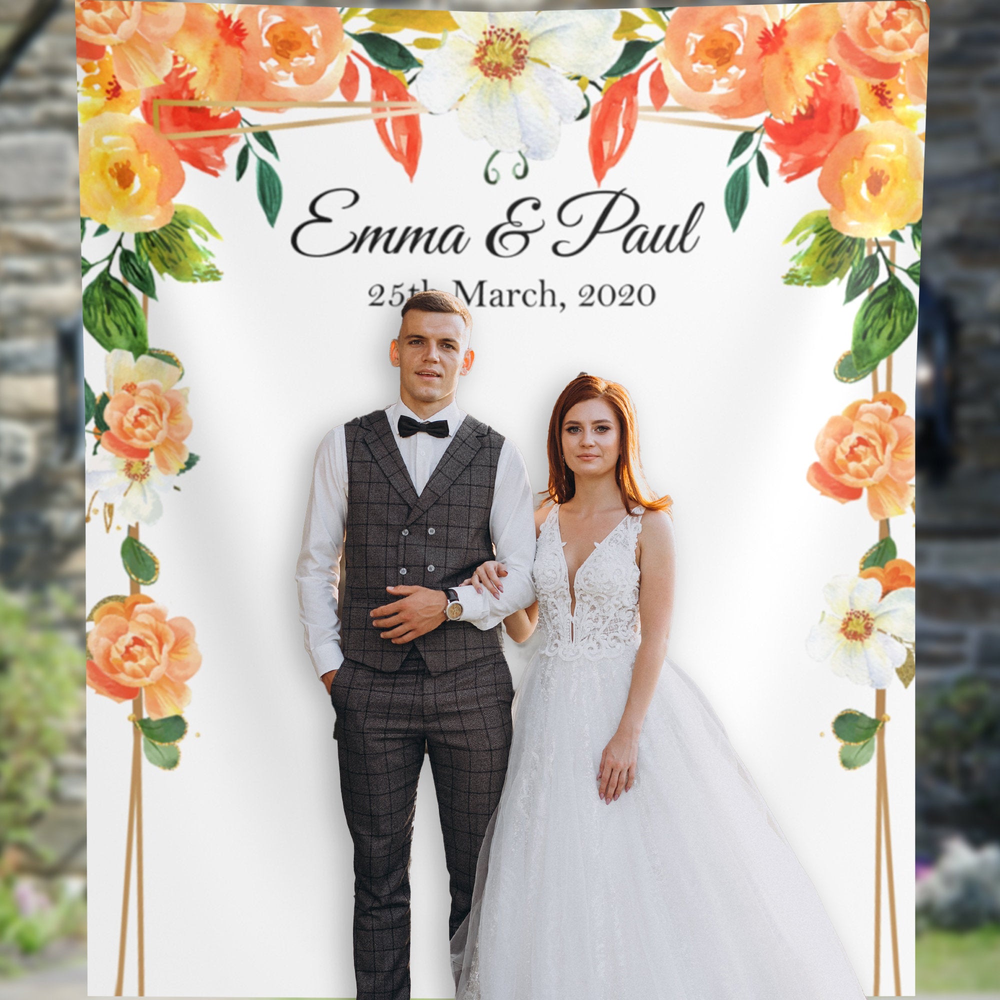 Yellow and Orange Floral wedding Backdrop