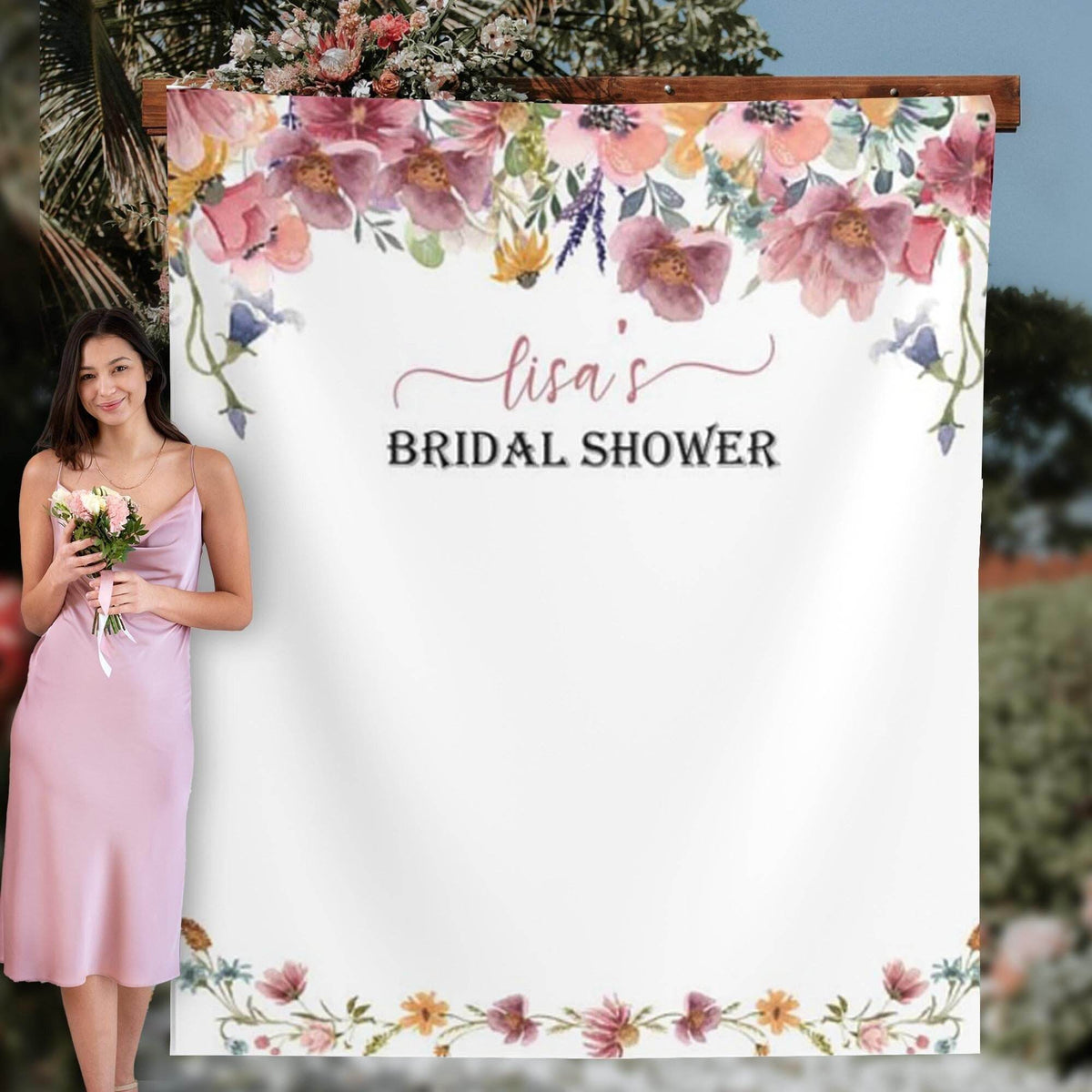 Wildflower Boho Bridal Shower Photo Backdrop - iJay Backdrops