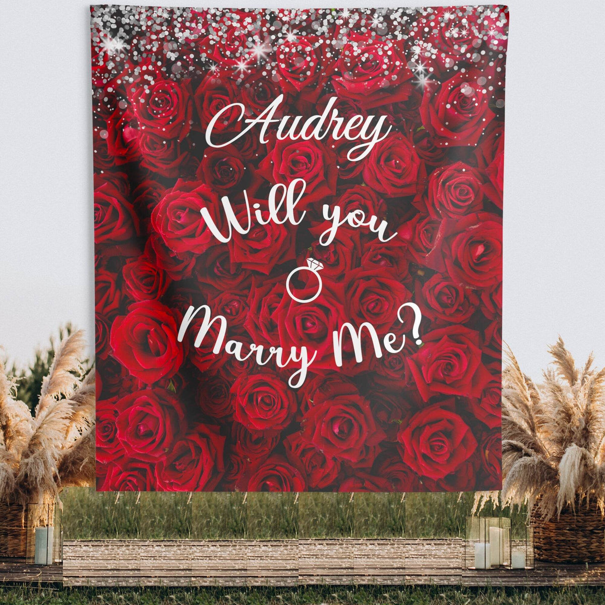 Artificial Red Roses Proposal Backdrop - iJay Backdrops