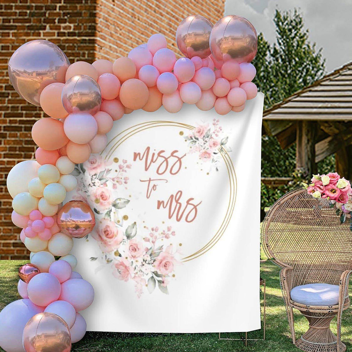 Miss to Mrs Floral Bridal Shower Backdrop - iJay Backdrops