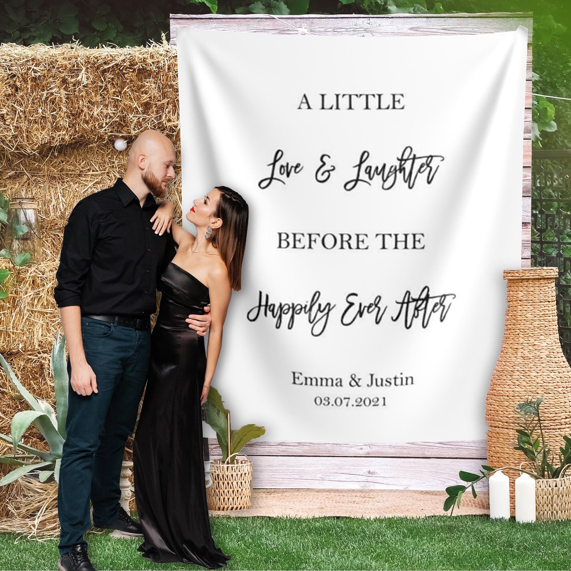 Love Laughter Before the Happily Ever After Backdrop