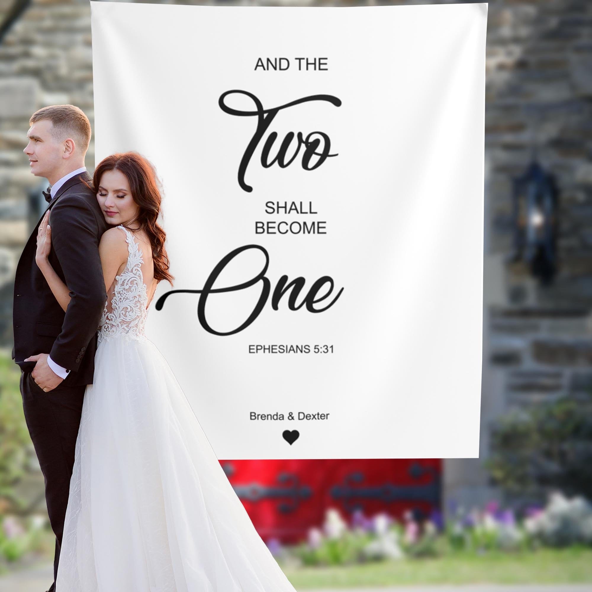 'And the two shall become one' Wedding Backdrop