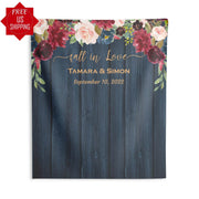 Navy Blue Burgundy Fall Backdrop - iJay Backdrops
