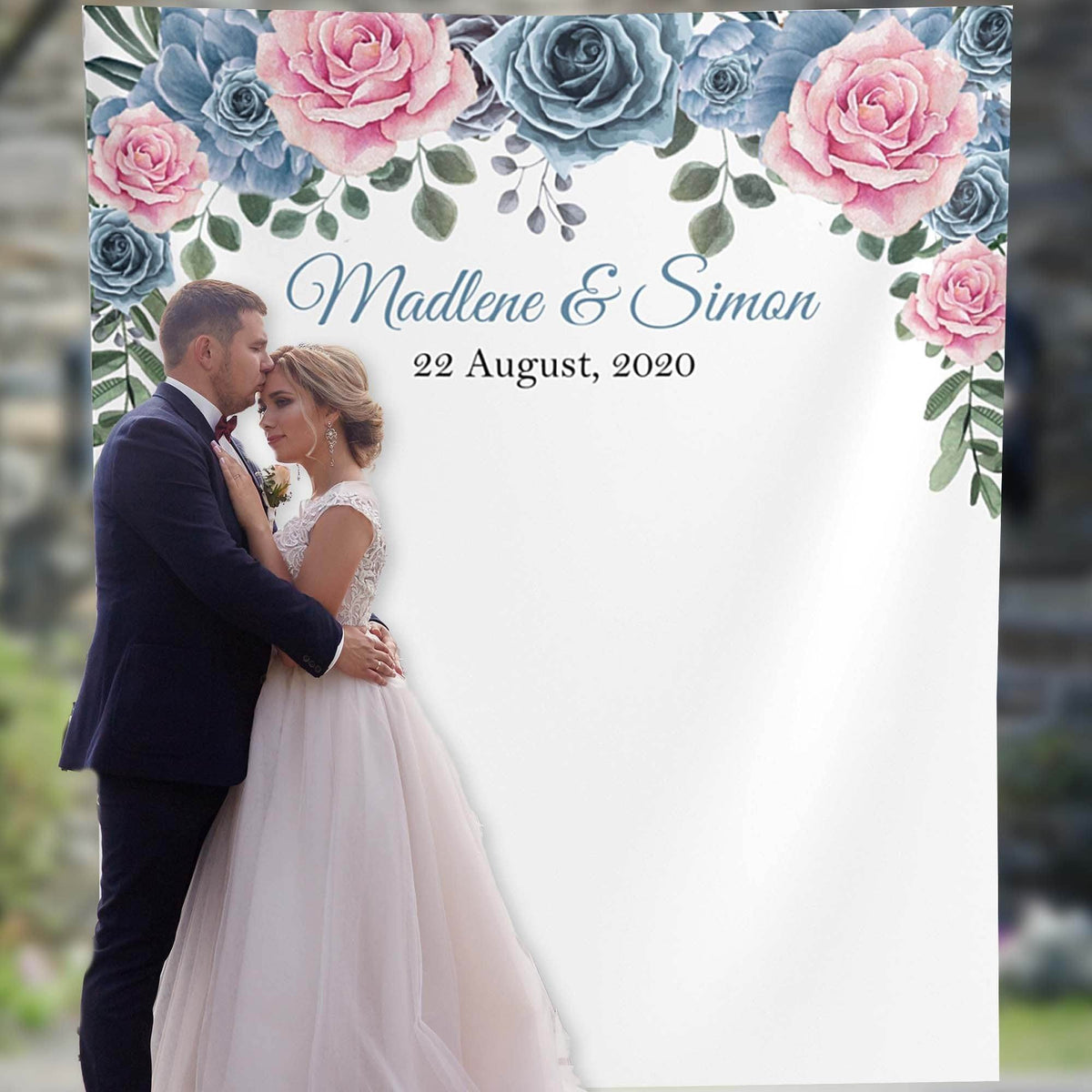 Pink, Dusty Blue Wedding Backdrop - iJay Backdrops