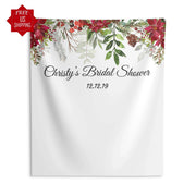 Red Christmas Bridal Shower Backdrop - iJay Backdrops