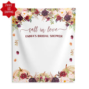 Burgundy Roses Fall Bridal Shower Backdrop - iJay Backdrops