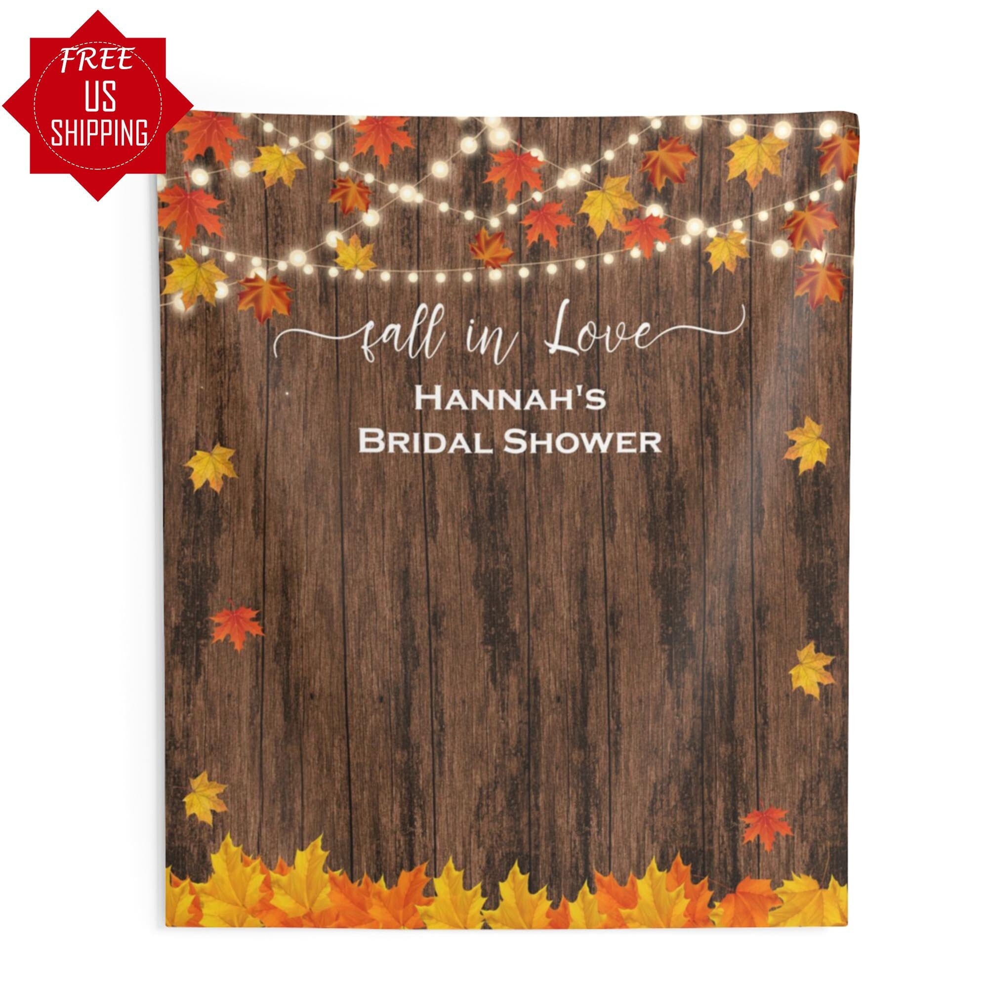 Rustic Fall Bridal Shower Backdrop, Fall In Love