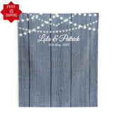 Rustic Gray Wedding Backdrop With Lights