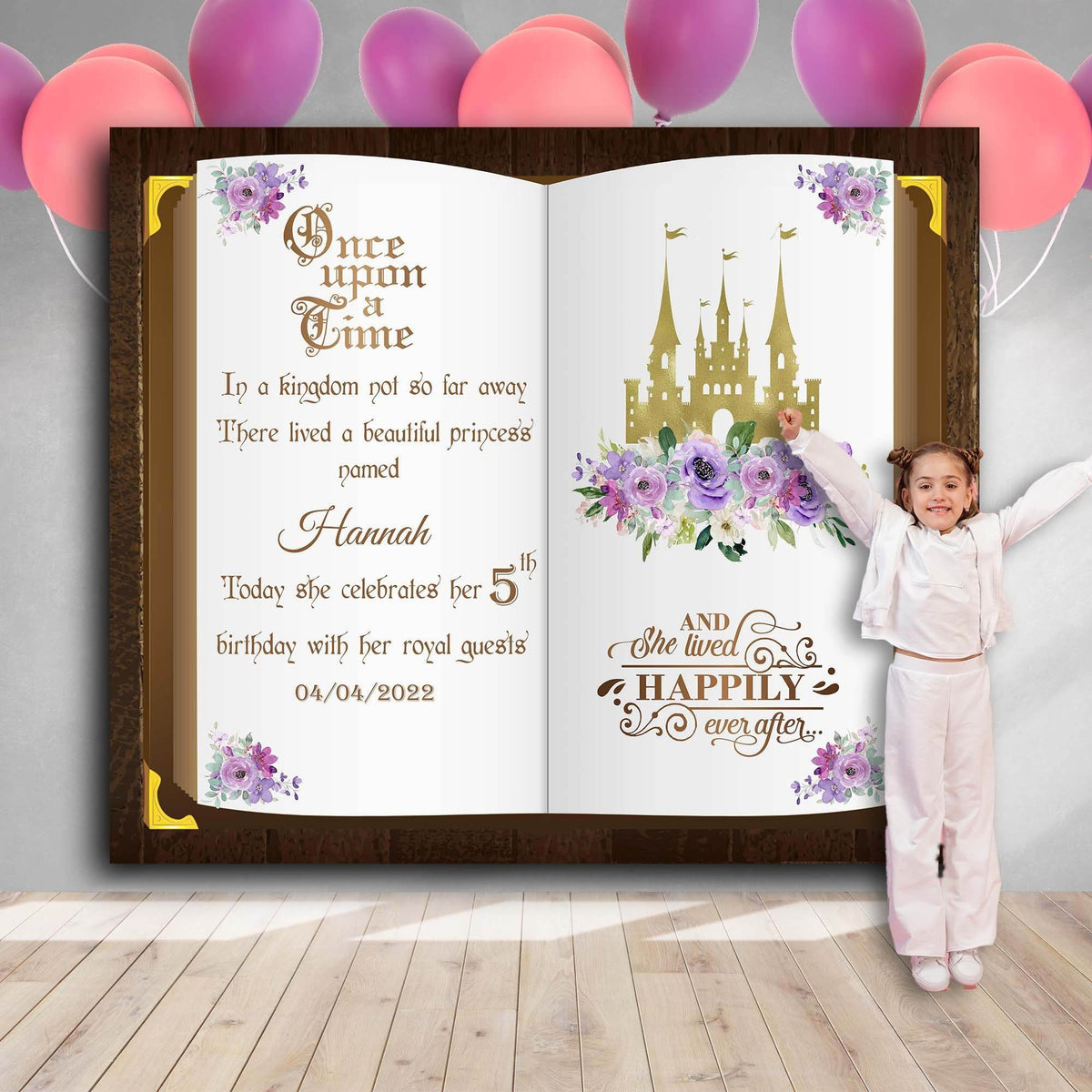 Purple Birthday Book Backdrop, Princess Backdrop - iJay Backdrops
