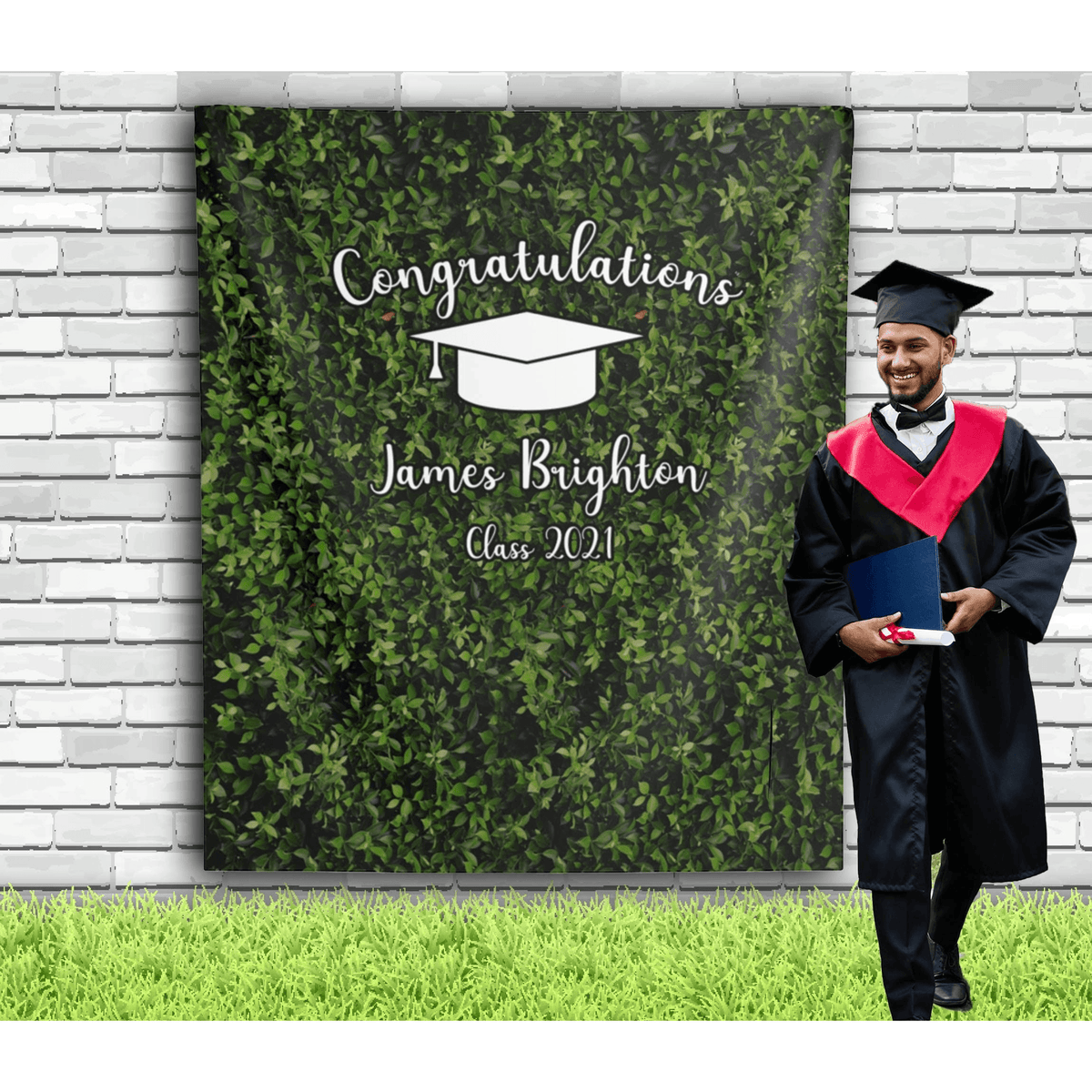 Artificial Fabric Hedge Wall Graduation Party Backdrop - iJay Backdrops