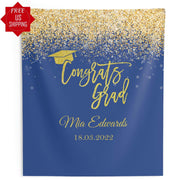Blue and Gold Graduation Backdrop - iJay Backdrops