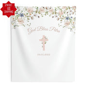 Wildflower Baptism Baptism Backdrop, Christening, First Holy Communion - iJay Backdrops