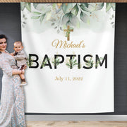Greenery Christening Backdrop - iJay Backdrops