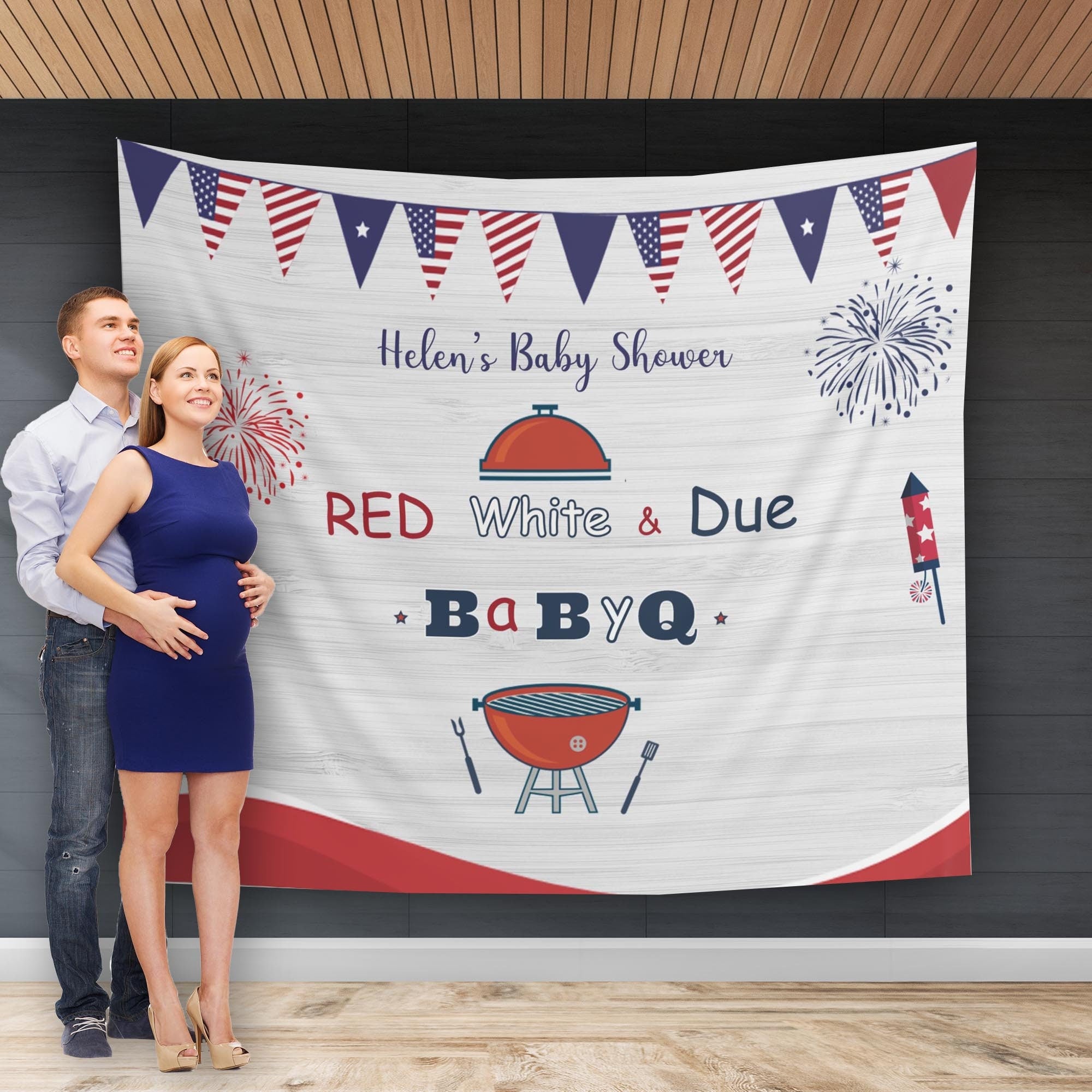 4th Of July Baby-Q Baby Shower Backdrop