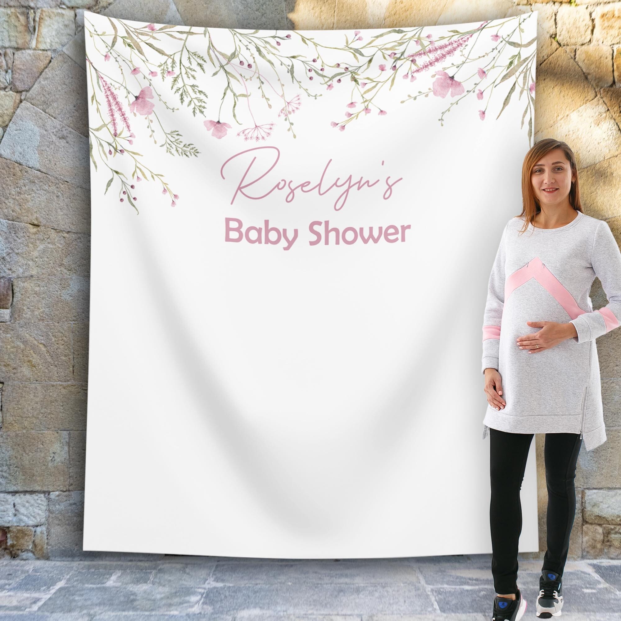 Pink Wildflower Baby Shower Backdrop