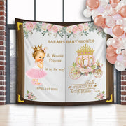 Princess Carriage Baby Shower Backdrop, Little Princess on the way Banner, Tiara Crown Baby Shower Photo Booth Backdrop, Once Upon a TIme - iJay Backdrops