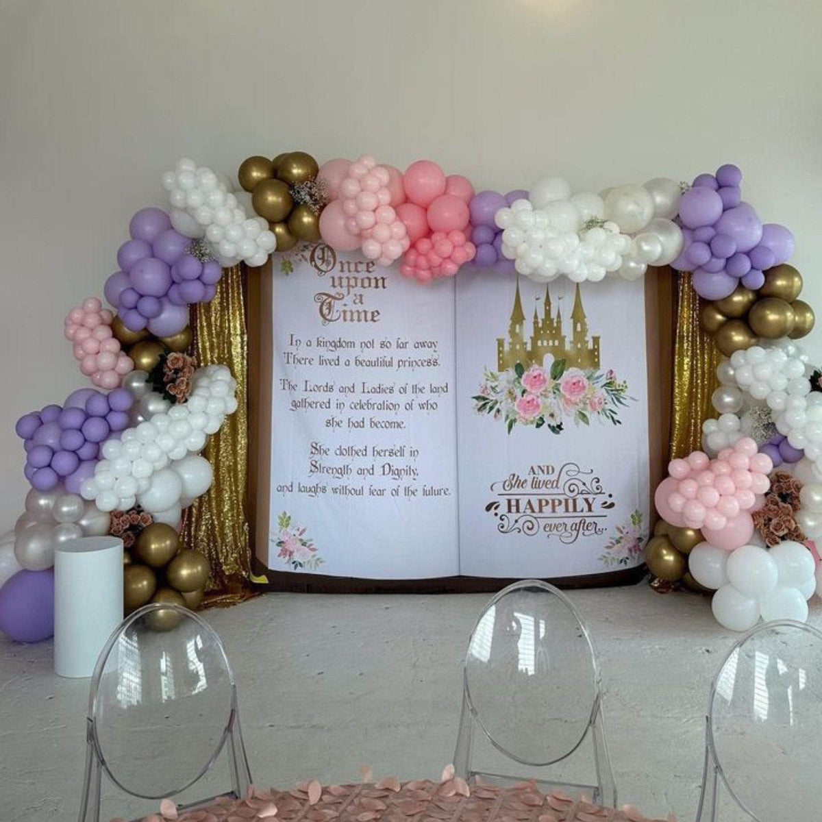 Princess Baby Shower Decoration, Little Princess Backdrop, Baby shower Princess Banner, Princess Birthday Tapestry, Blush Pink Floral Decor - iJay Backdrops