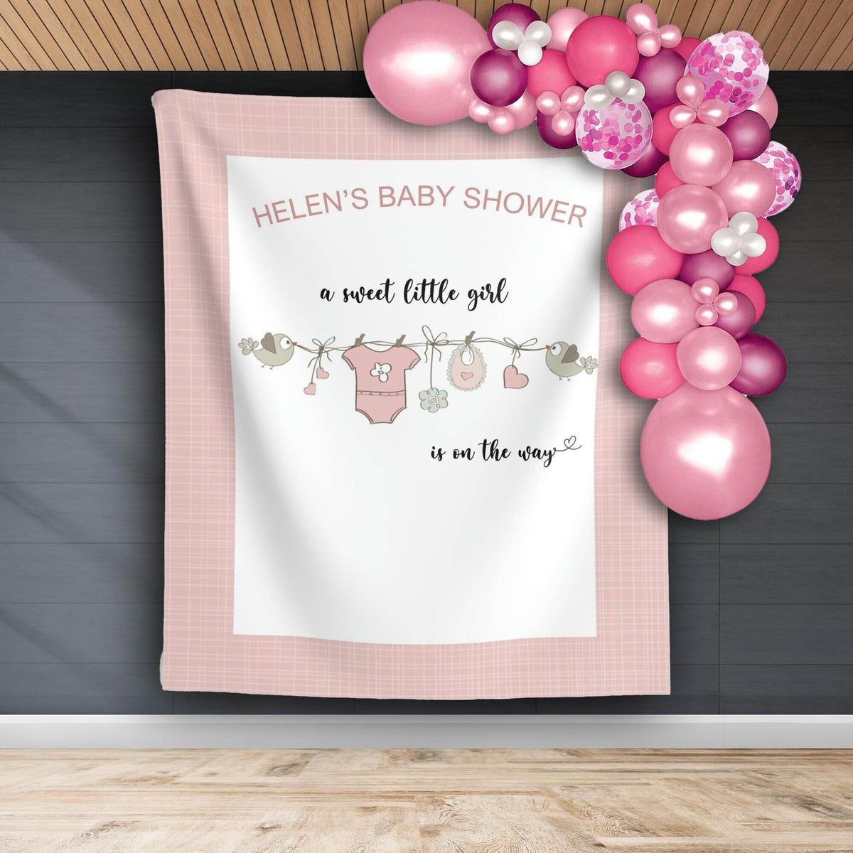Pink Baby Cloths Girl Shower Backdrop - iJay Backdrops