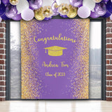 Purple Gold Graduation Backdrop, 2023 Prom Photo Booth, Gold Glitter Congrats Grad Banner, Grad Ceremony Background, College Grad Party