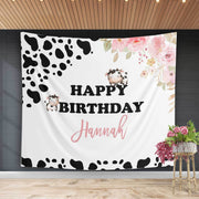 Cowprint Kids Floral Birthday Backdrop - iJay Backdrops