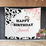 Cowprint Kids Floral Birthday Backdrop