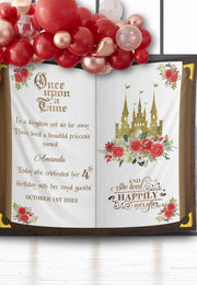 Red Roses Birthday Decor Once Upon a Time Birthday Backdrop Princess Party Banner Royal Castle Fairytale Background Derby Happy Birthday - iJay Backdrops