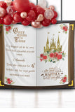 Red Roses Birthday Decor Once Upon a Time Birthday Backdrop Princess Party Banner Royal Castle Fairytale Background Derby Happy Birthday