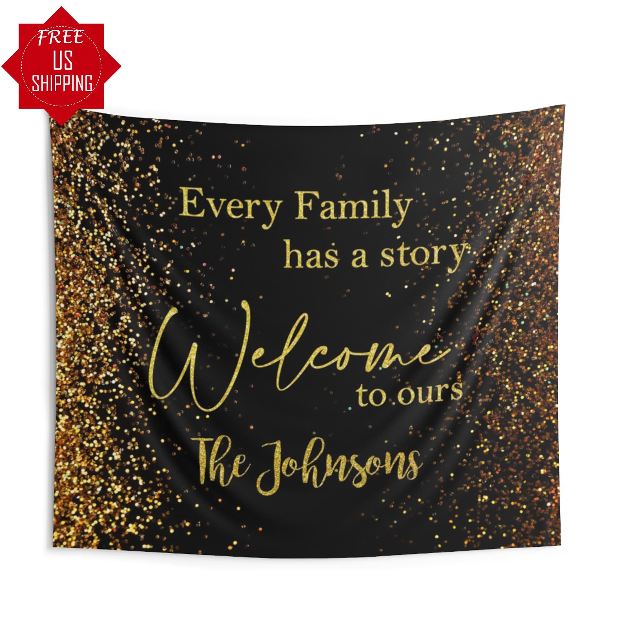 Black and Gold Family Reunion Backdrop