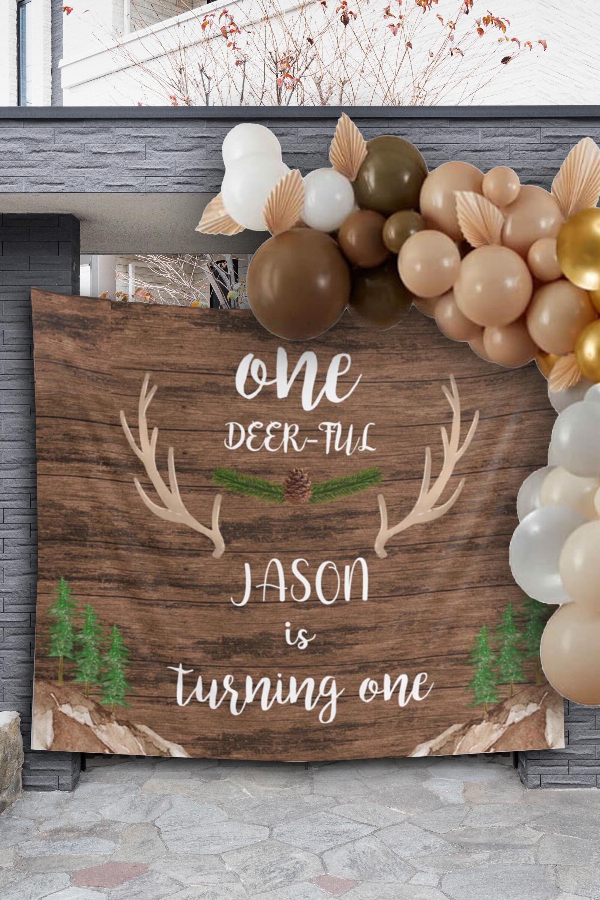 One Deer Full First Birthday backdrop