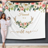 Floral Deer Antlers First Birthday Backdrop