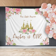 Princess Birthday Backdrop, Magical Day Princess Castle Party Banner, Fairy Kingdom Background, Little Princess Birthday, Pink Floral Decor - iJay Backdrops