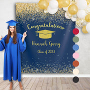 Navy Blue and Gold Graduation Party Backdrop - iJay Backdrops