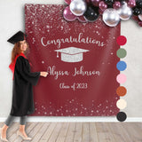 Red Silver Graduation Party Backdrop
