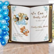 We can Bearly Wait Baby Shower Backdrop, Bear Balloons Baby Shower Banner, Boy Baby Shower Decor, Personalized Teddy Bear Photo Booth - iJay Backdrops