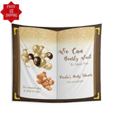 Gold Bear Balloons Baby Shower Book Backdrop