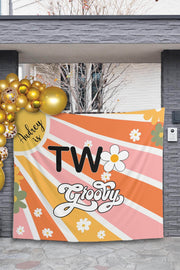 Two Groovy Birthday Backdrop, Groovy Party Decor, Retro Groovy Banner, 70s Birthday Background, Boho Daisy 2nd Birthday Groovy Photo Booth - iJay Backdrops