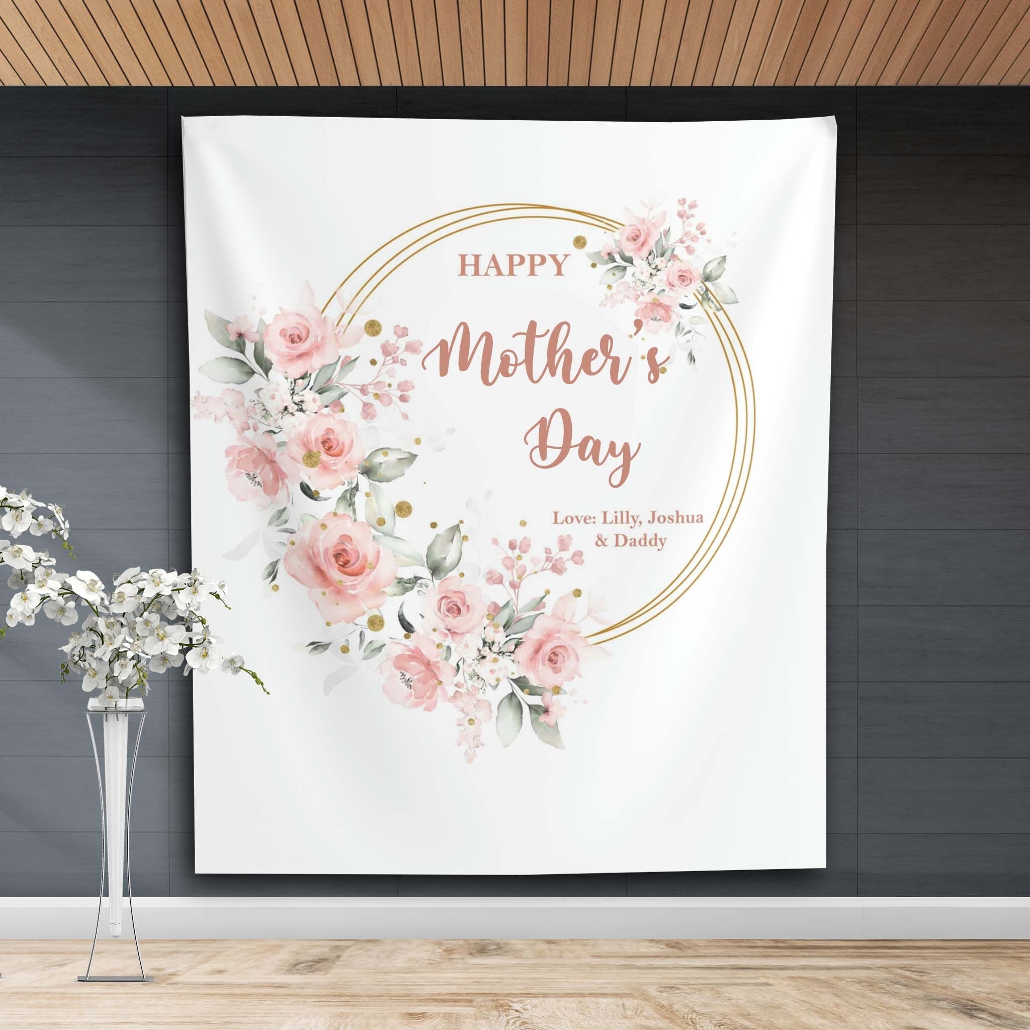 Custom Mother's Day Pink Floral Backdrop