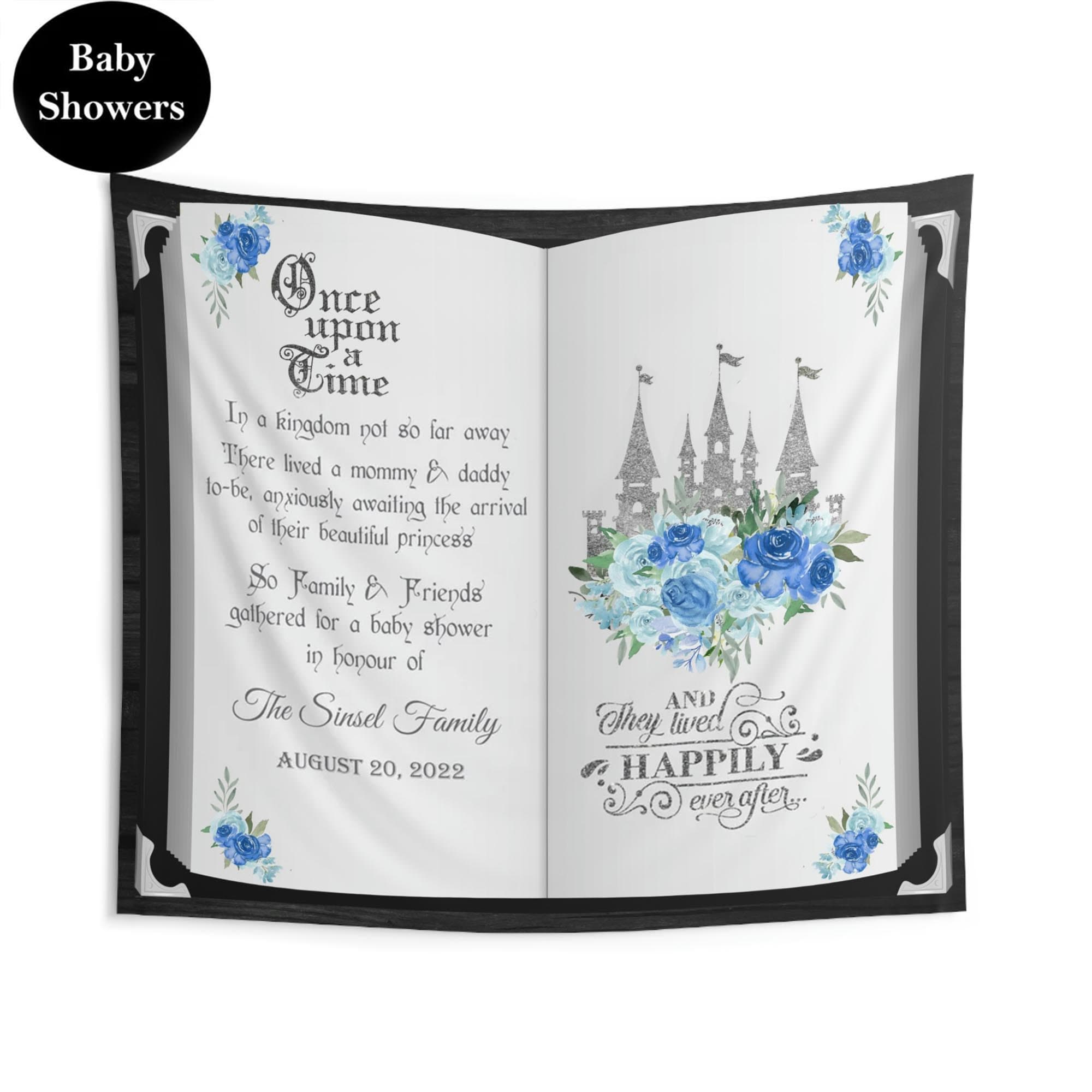 Blue Silver Princess Once upon a time Backdrop