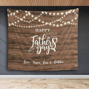 Rustic Happy Father's Day Backdrop Love Dad Decoration Family Festival Church PhotoBooth Banner Gold Glitter Thank You Daddy Decoration - iJay Backdrops