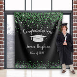 Green Silver Graduation Party Backdrop