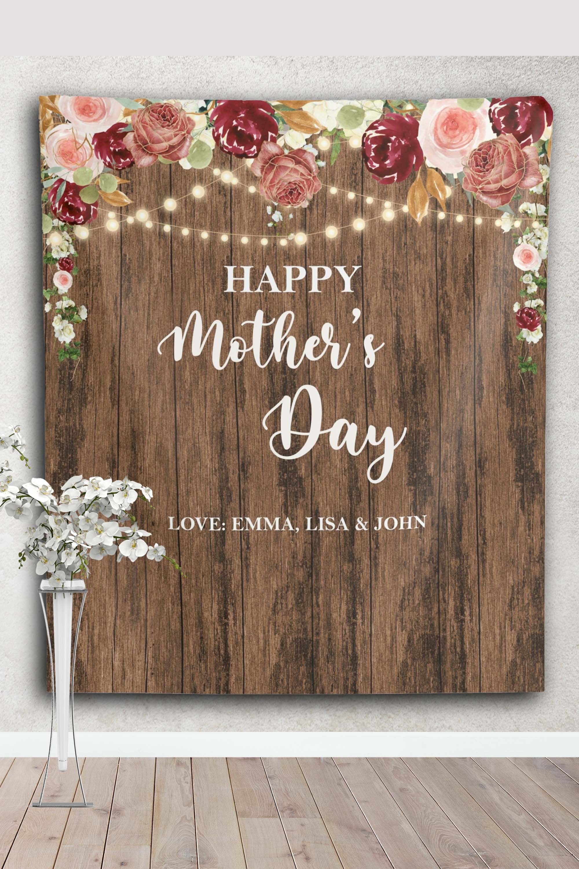 Rustic Floral Mothers Day Backdrop