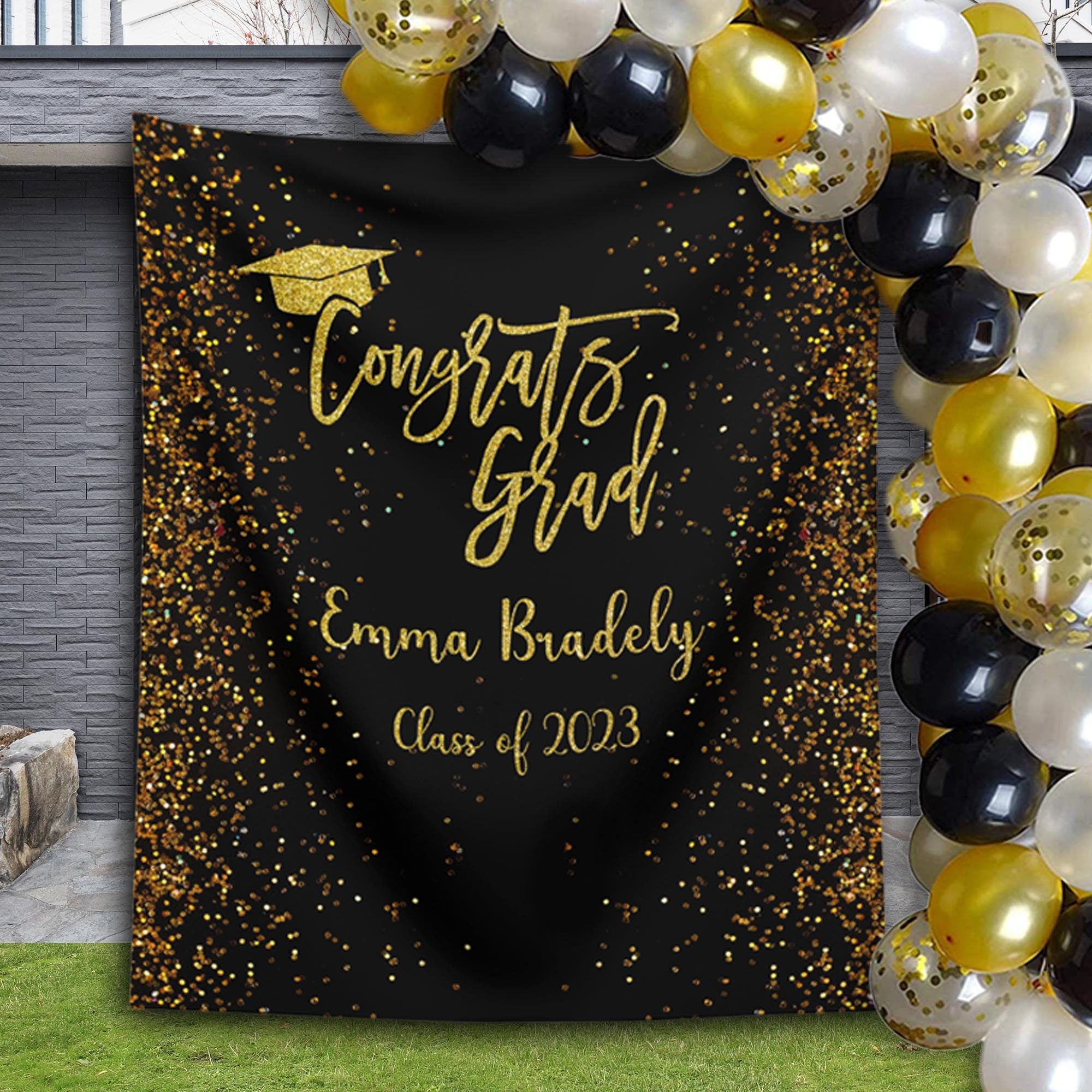 Congrats Grad, Graduation Party Hat Backdrop