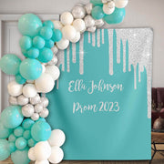 Custom Teal and Silver Glitter Party Backdrop - iJay Backdrops