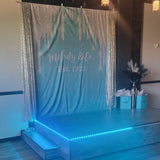 Custom Teal and Silver Glitter Party Backdrop