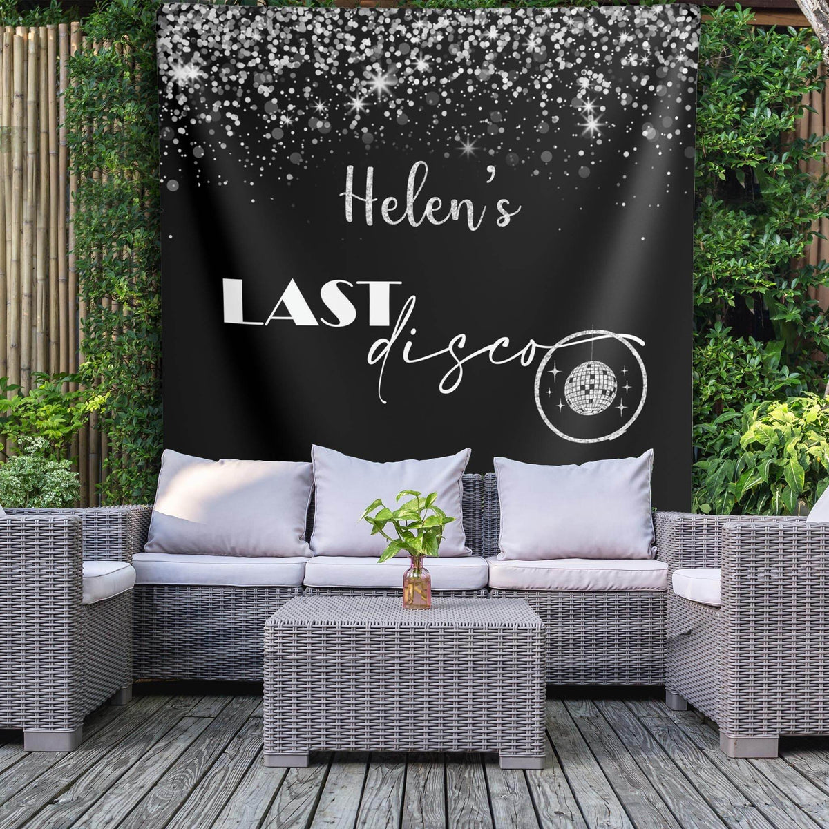 Silver Black Custom Rodeo Bachelorette Party Decoration Last Disco Party Banner Lets go girls Party Backdrop Bridal Shower Engagement Decor - iJay Backdrops