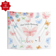 Pastel Colorful Butterfly Birthday Backdrop - iJay Backdrops