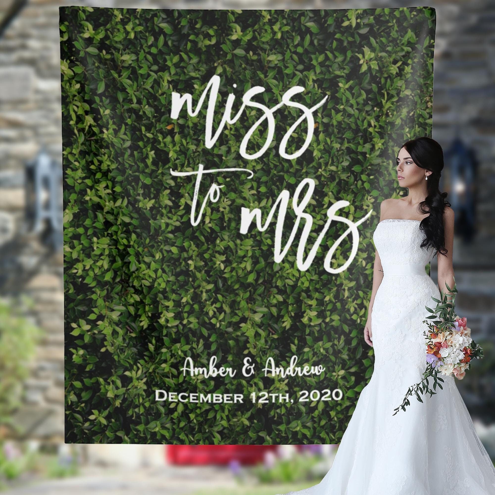 Miss to Mrs Artificial Grass Backdrop