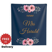 Navy Blue and Blush Bridal Shower Backdrop - iJay Backdrops